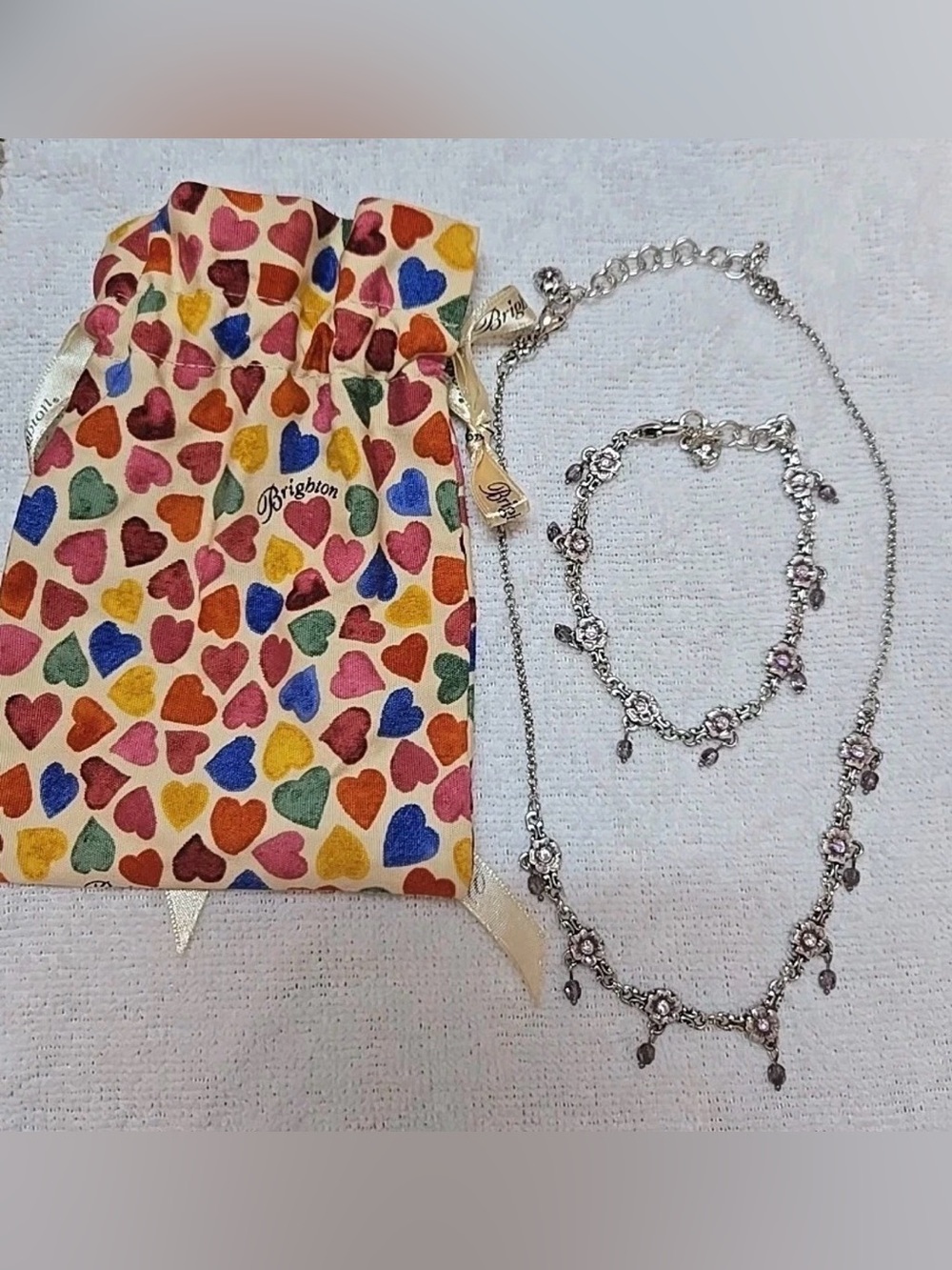 RARE BRIGHTON VINTAGE ‘Forget Me Not’ Purple Floral Necklace and Bracelet Set!